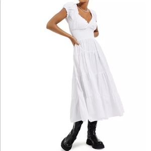 Danielle Bernstein Solid Poplin Midi Dress, white